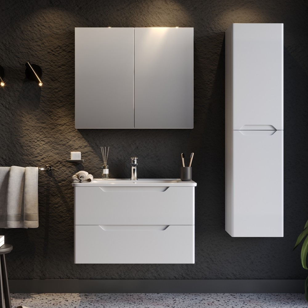 Σετ Έπιπλο Μπάνιου PERLA 80 MDF Λευκό Λάκα