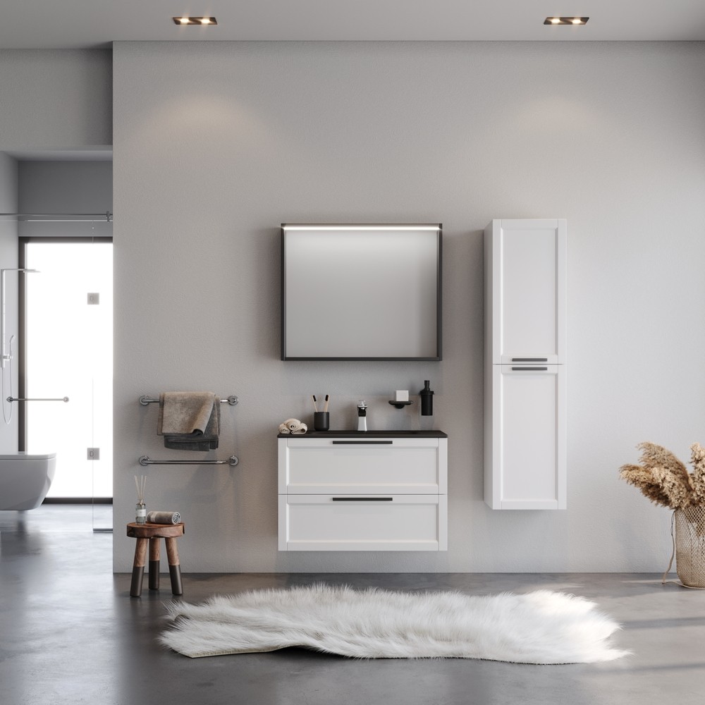 Σετ Έπιπλο Μπάνιου LAGUNA 80 MDF Λευκό Λάκα