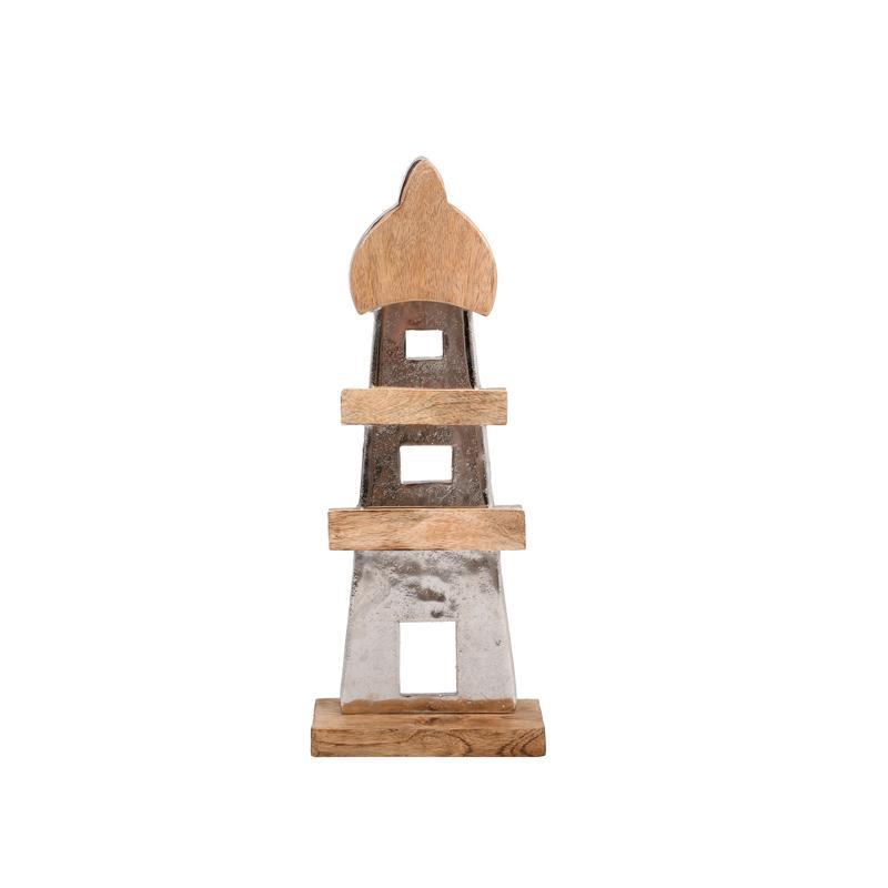 Διακοσμητικό Light house 2390 Fylliana Αλουμινίου με Ξύλινη Βάση Ασημί χρώμα 18x7x45εκ Διακοσμητικό Light house 2390 Fylliana Αλουμινίου με Ξύλινη Βάση Ασημί χρώμα 18x7x45εκ