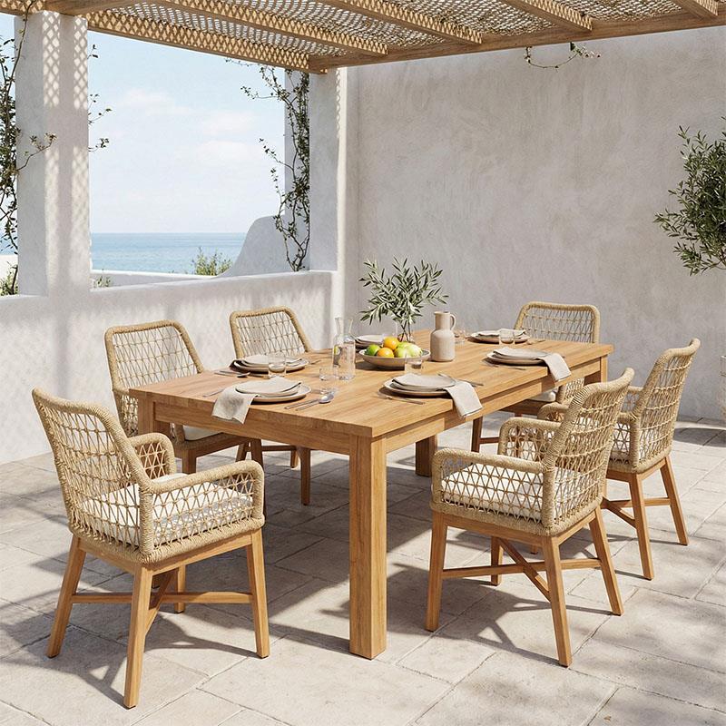 Τραπεζαρία 7τεμ Elaiza-Wooly teak ξύλο σε φυσική-μπεζ απόχρωση 220x90x75εκ Τραπεζαρία 7τεμ Elaiza-Wooly teak ξύλο σε φυσική-μπεζ απόχρωση 220x90x75εκ
