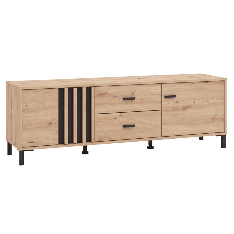 Έπιπλο Τηλεόρασης Laval 157 3K2F2V Artisan Oak - Μαύρο 157x40x52 εκ.