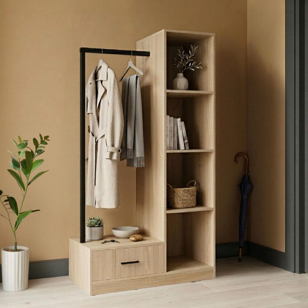 Έπιπλο εισόδου Erdeco mdf σε φυσική απόχρωση 80x40x150εκ Έπιπλο εισόδου Erdeco mdf σε φυσική απόχρωση 80x40x150εκ