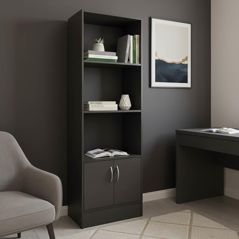 Βιβλιοθήκη Tekaro I σε ανθρακί απόχρωση 57x33x180εκ