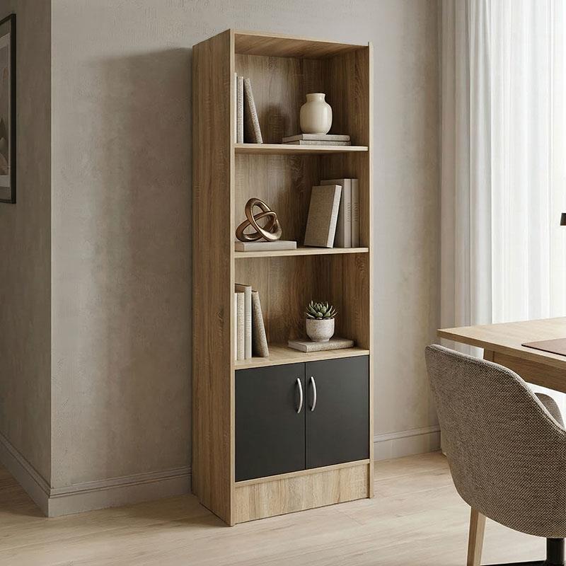 Βιβλιοθήκη Tekaro sonoma - ανθρακί 57x33x180εκ