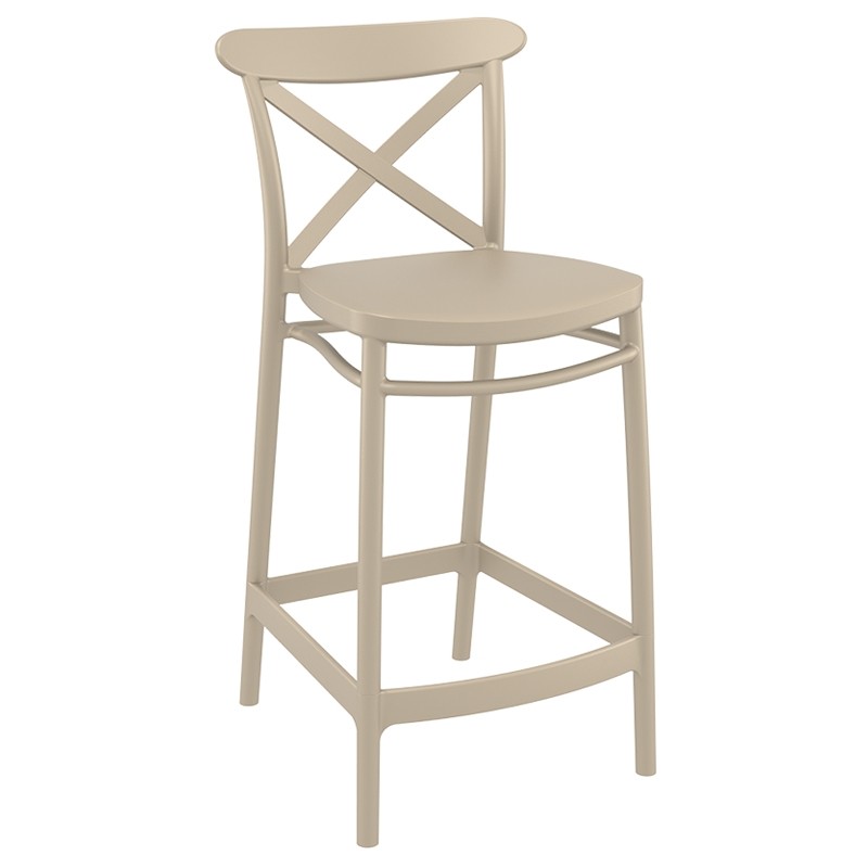 Σκαμπό Μπαρ Cross 65 Πολυπροπυλενίου Taupe 45x50x96 εκ.