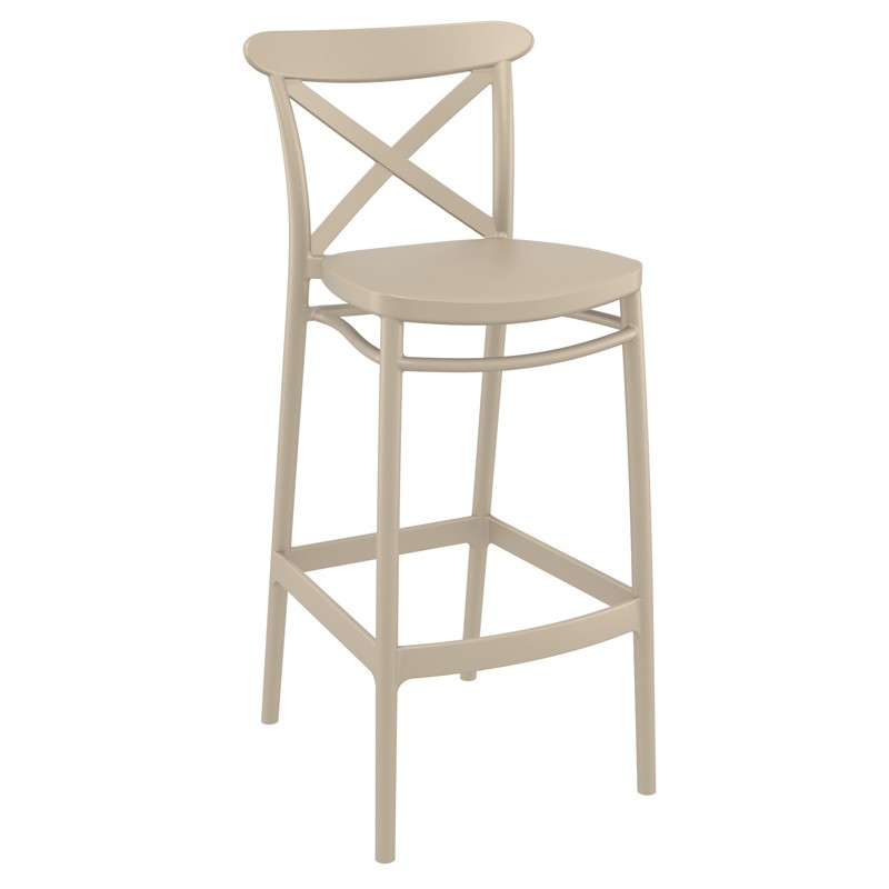 Σκαμπό Μπαρ Cross 75 Πολυπροπυλενίου Taupe 45x52x106 εκ.