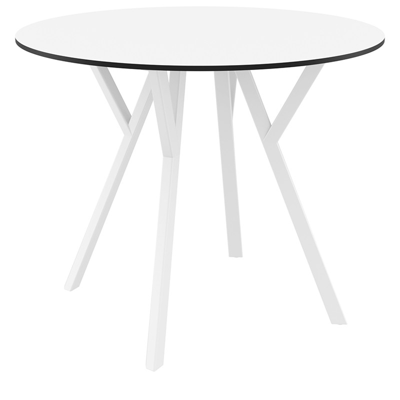 Τραπέζι Κήπου Max HPL Laminate 12mm - Πολυπροπυλενίου Λευκό Φ90x74 εκ.