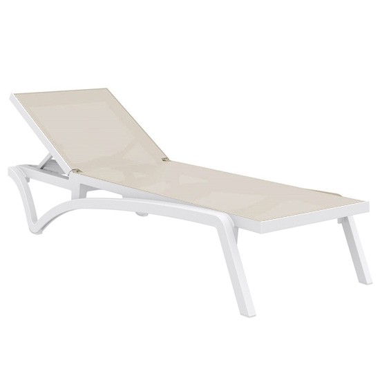 Ξαπλώστρα Pacific Πολυπροπυλενίου Λευκή - Taupe 193x68x35 εκ.