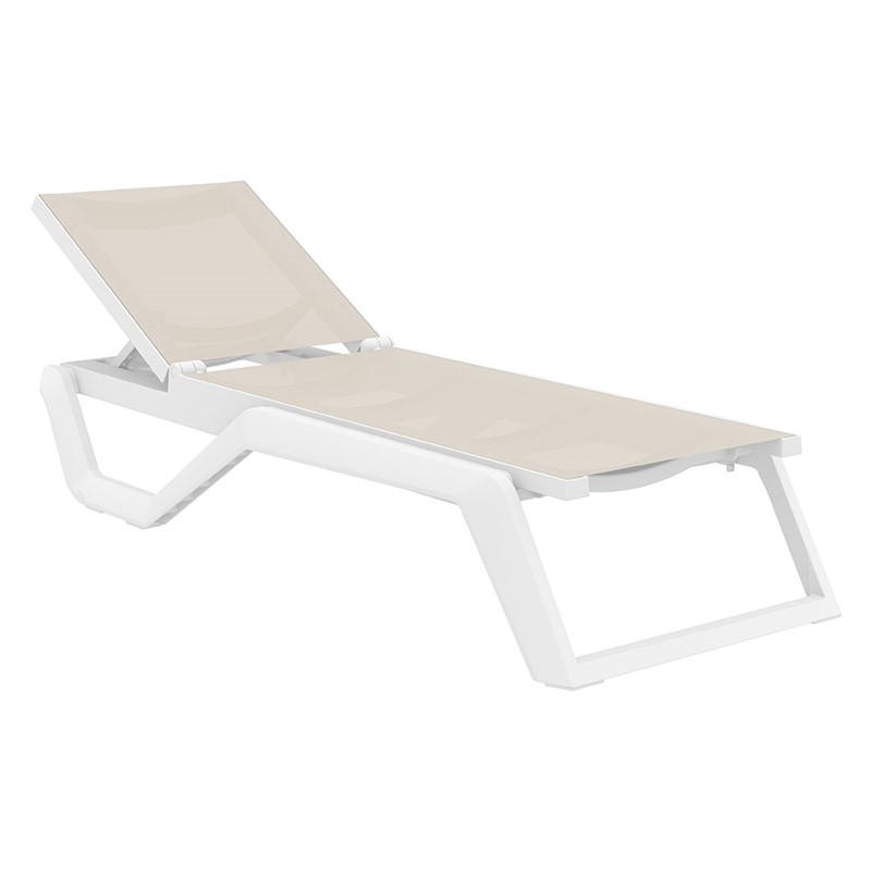 Ξαπλώστρα Rio Pro Πολυπροπυλενίου Λευκή - Taupe 190x70x33 εκ.