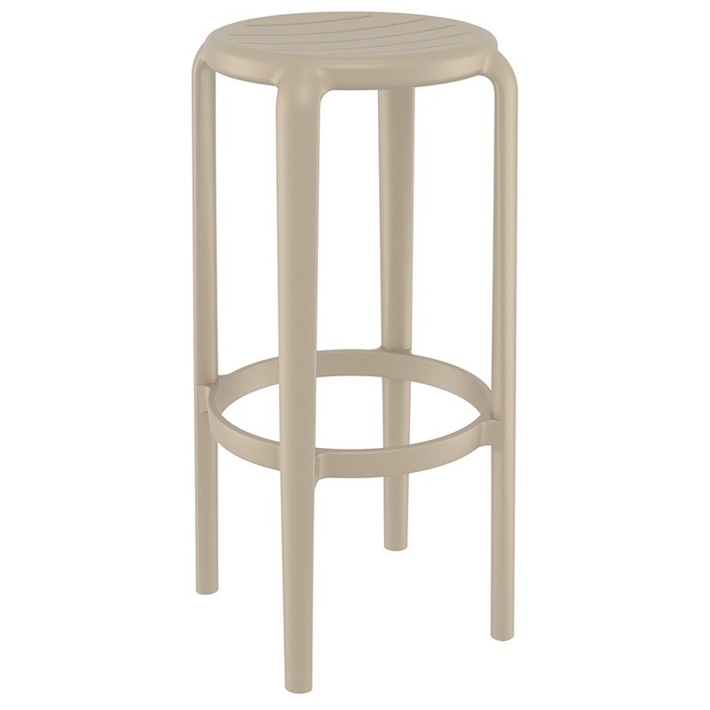 Σκαμπό Μπαρ Tom 75 Πολυπροπυλενίου Taupe 36x36x75 εκ.