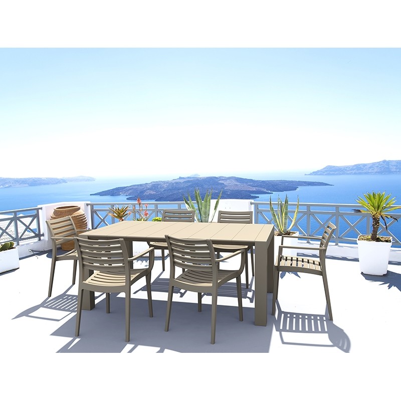 Σετ Τραπεζαρία Κήπου Vegas Artemis 7τεμ Πολυπροπυλενίου Taupe με Τραπέζι 180/220x100x75εκ. και 6 Καρέκλες