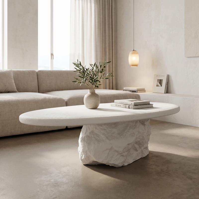 Τραπεζάκι σαλονιού Zinol mdf - polyresin λευκό 105x62x32εκ Τραπεζάκι σαλονιού Zinol mdf - polyresin λευκό 105x62x32εκ