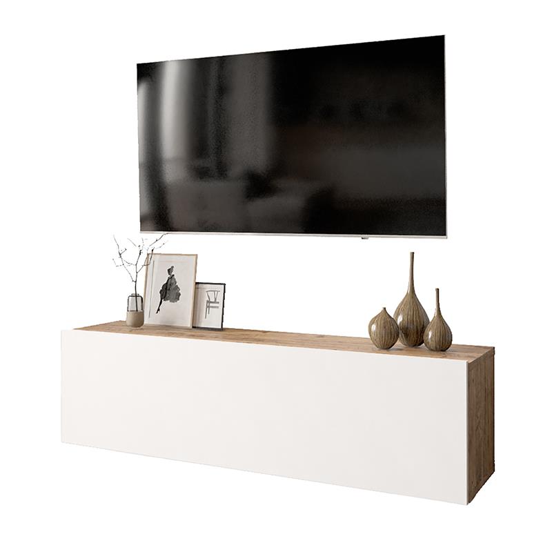 Έπιπλο τηλεόρασης επιτοίχιο Serit λευκό-oak 100x31,5x29,5εκ Έπιπλο τηλεόρασης επιτοίχιο Serit λευκό-oak 100x31,5x29,5εκ