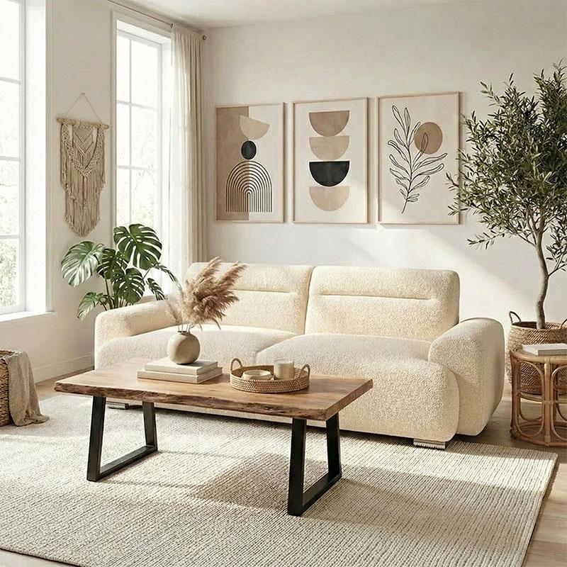 Kαναπές τριθέσιος Harmonious μπουκλέ μπεζ 223x42x114εκ Kαναπές τριθέσιος Harmonious μπουκλέ μπεζ 223x42x114εκ