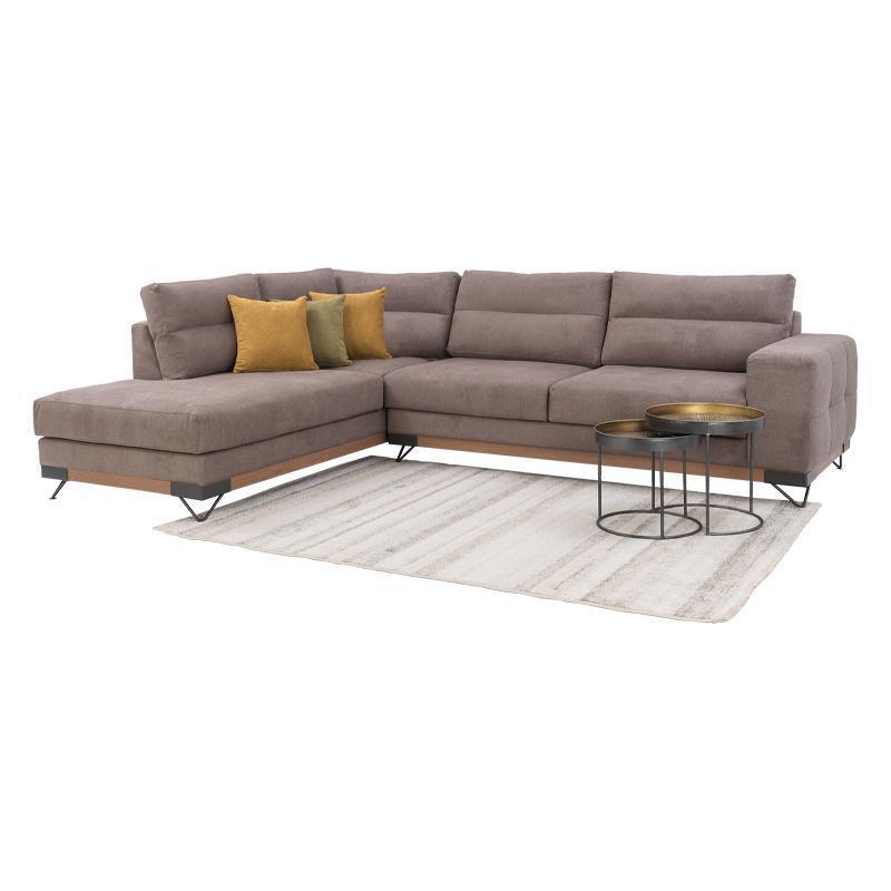 Γωνιακός Καναπές New Monaco Αριστερή Γωνία Καφέ 300x230x95 εκ.