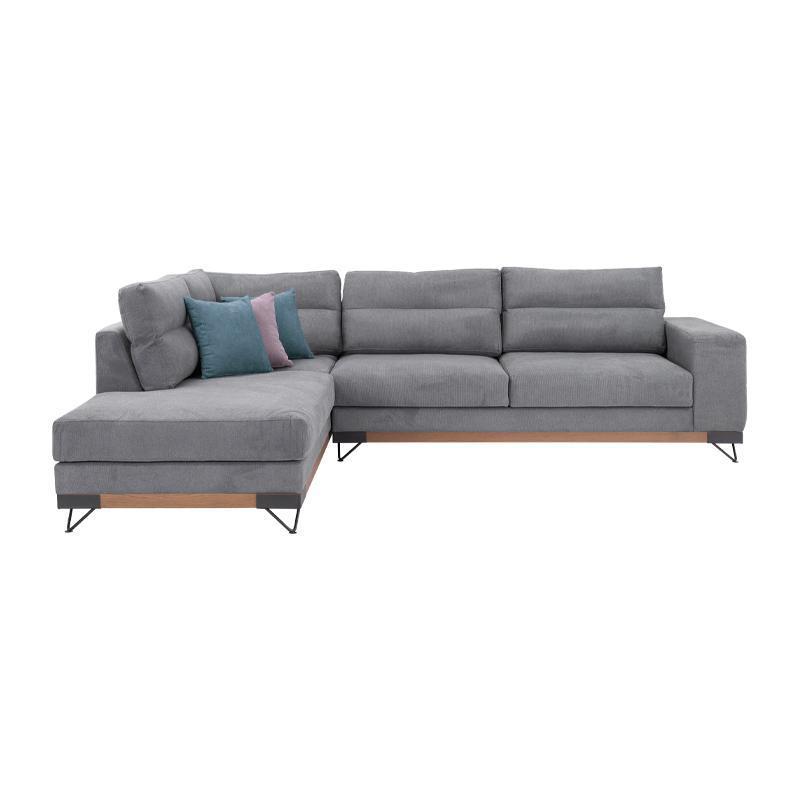 Γωνιακός Καναπές New Monaco Αριστερή Γωνία Γκρί 300x230x95 εκ.