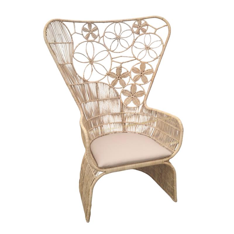 Πολυθρόνα Jake Inart με μπεζ μαξιλάρι-φυσικό rattan 110x82x145εκ Πολυθρόνα Jake Inart με μπεζ μαξιλάρι-φυσικό rattan 110x82x145εκ