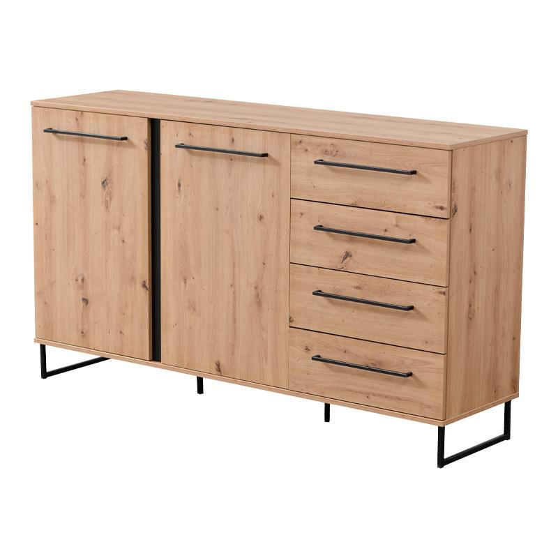 Κομότα - Μπουφές Sardinia 3K4F Artisan Oak - Μαύρο 159x42x92.5 εκ.