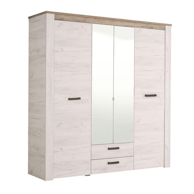 Ντουλάπα Kent 4K2F2O Γκρί Δρύς - Λευκός Δρύς 199x56x207 εκ.