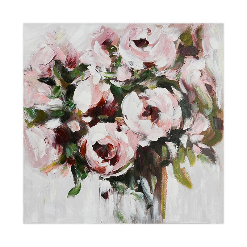 Πίνακας σε Καμβά Flower FL35296 Fylliana Καφέ -Μπέζ -Ρόζ και Λευκό 100x3x100εκ.