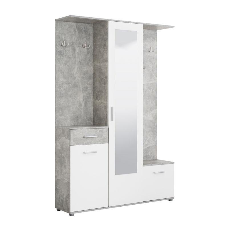 Στάντ Χολ και Παπουτσοθήκη Martin Γκρί Concrete - Λευκό 133,5x33x197,5 εκ. Στάντ Χολ και Παπουτσοθήκη Martin Γκρί Concrete - Λευκό 133,5x33x197,5 εκ.