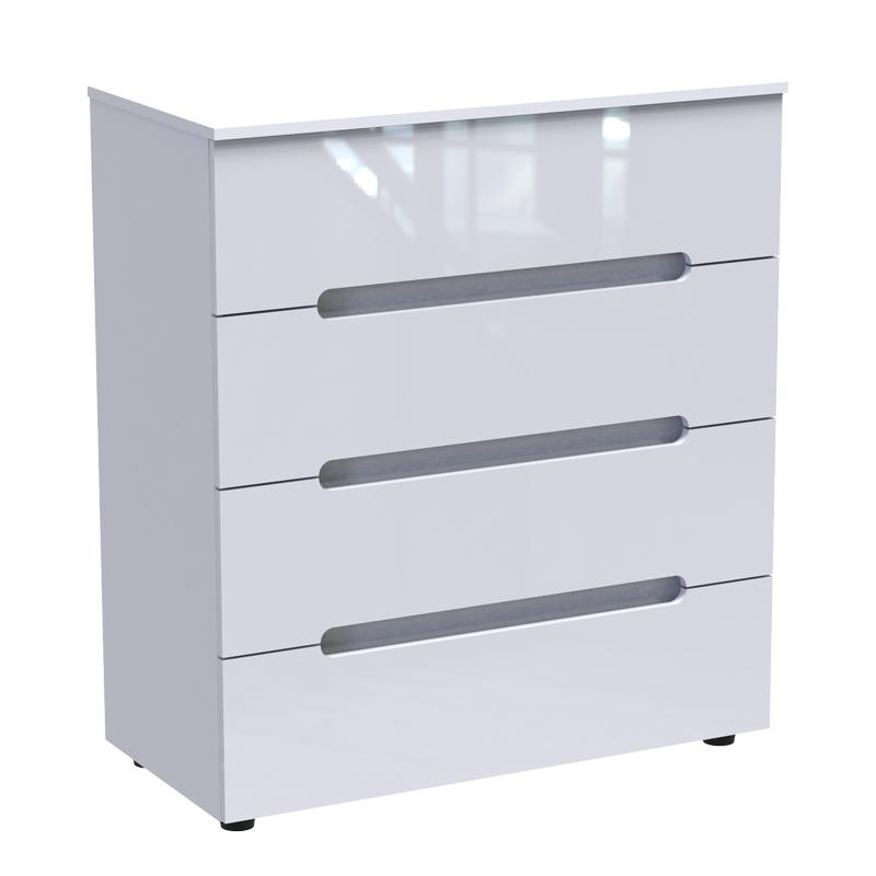 Συρταριέρα Afina mdf-μελαμίνη σε λευκή glossy απόχρωση 90x44x101 εκ.