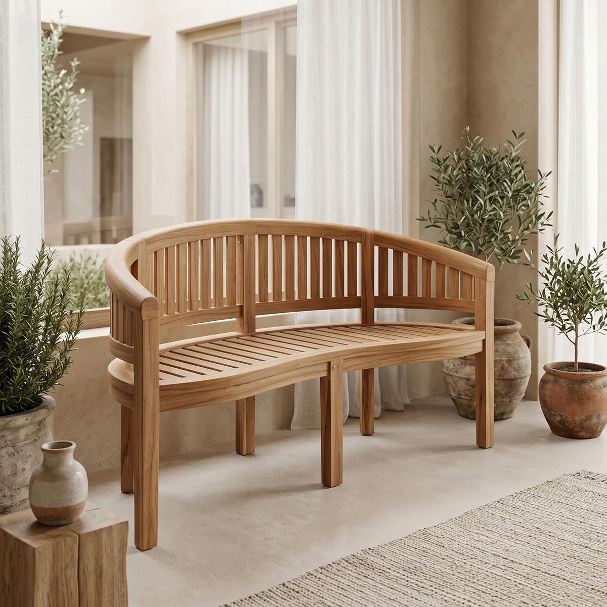 Παγκάκι τριθέσιο Coren φυσικό teak ξύλο 150x61x87εκ