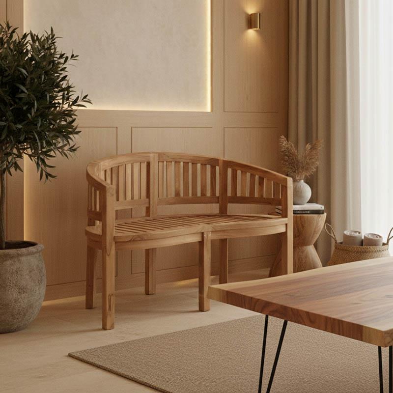 Παγκάκι διθέσιο Coren φυσικό teak ξύλο 130x61x87εκ