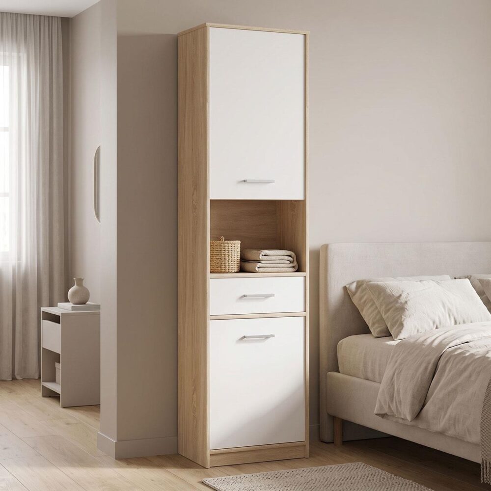 Ντουλάπα στήλη Letto σε oak - λευκό ματ απόχρωση 50,2x34,3x195εκ Ντουλάπα στήλη Letto σε oak - λευκό ματ απόχρωση 50,2x34,3x195εκ