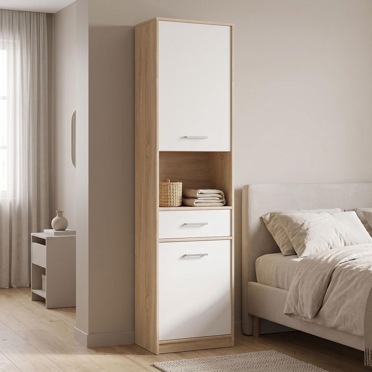 Ντουλάπα στήλη Letto σε oak - λευκό ματ απόχρωση 50,2x34,3x195εκ Ντουλάπα στήλη Letto σε oak - λευκό ματ απόχρωση 50,2x34,3x195εκ