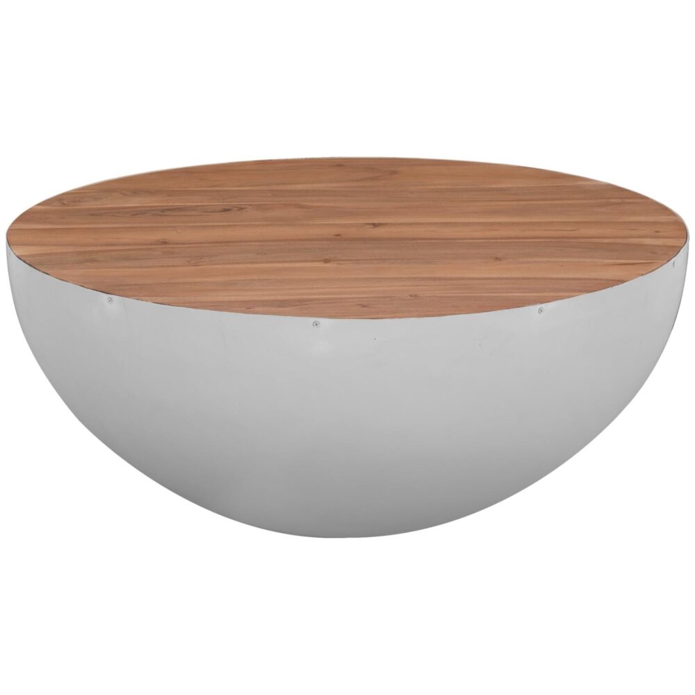 Τραπεζάκι σαλονιού BOWL - Β Διαλογής - απο Μασίφ Ξύλο Ακακίας Λευκό - Φυσικό Φ91x38,5Yεκ.