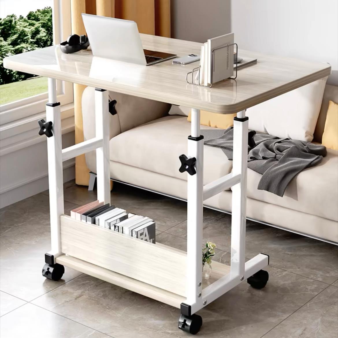 Γραφείο τροχήλατο Stolu MDF-metal σε φυσικό-λευκό απόχρωση 60x40x68εκ
