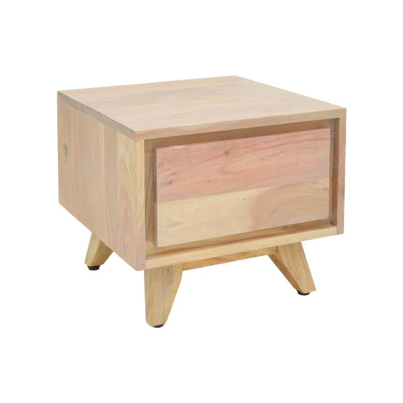 Κομοδίνο Emira Μασίφ Ακακία σε Φυσικό 40x40x35εκ.
