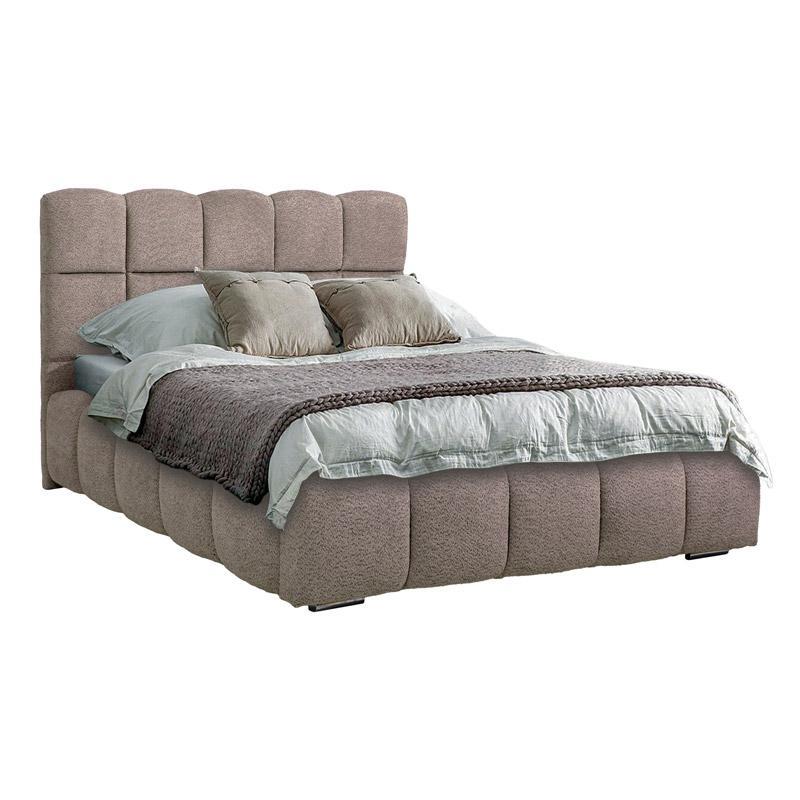 Επενδυμένο Κρεβάτι VELORA Διπλό με Ύφασμα Taupe 185x223x125εκ.