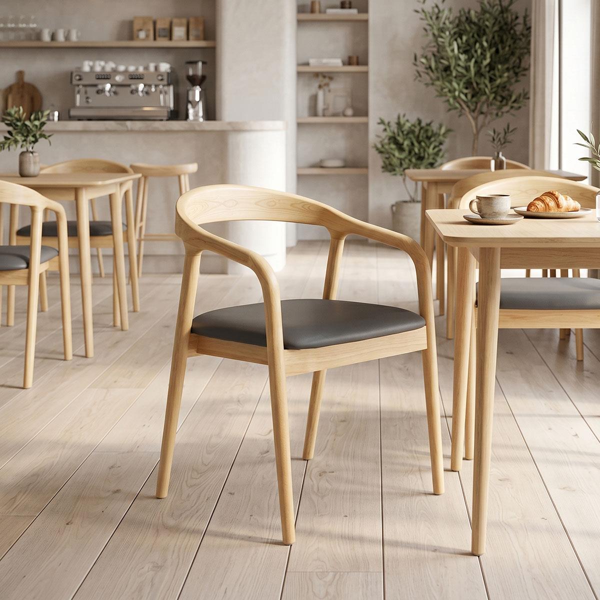 Καρέκλα - Πολυθρόνα Hogie rubberwood σε φυσικό με μαύρο pu μαξιλάρι 61x60x76εκ Καρέκλα - Πολυθρόνα Hogie rubberwood σε φυσικό με μαύρο pu μαξιλάρι 61x60x76εκ
