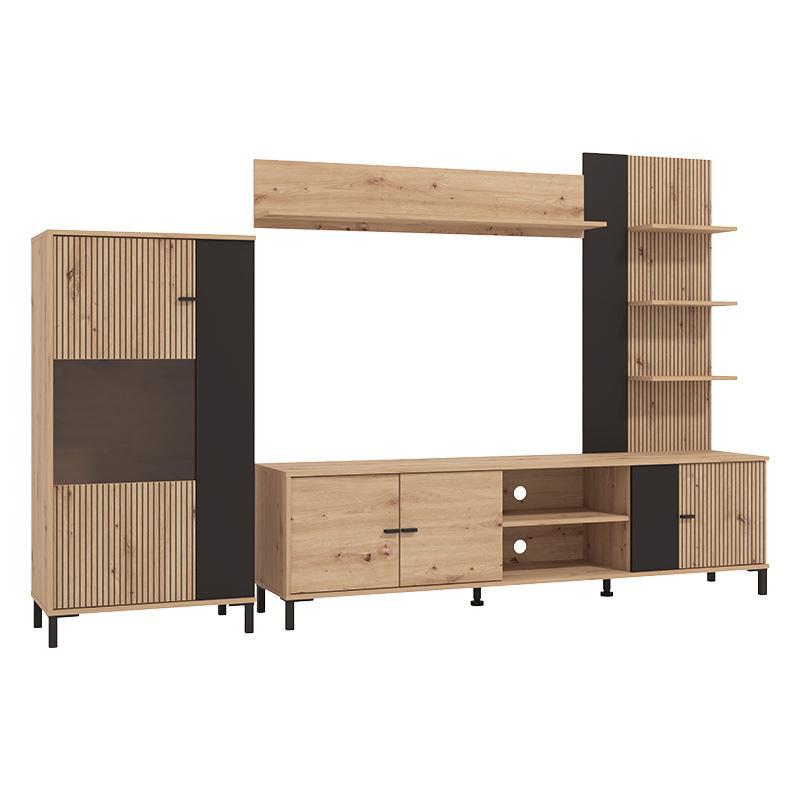 Σύνθετο Σαλονιού AVIGNON σε Artisan Oak - Μαύρο 263x40x167εκ