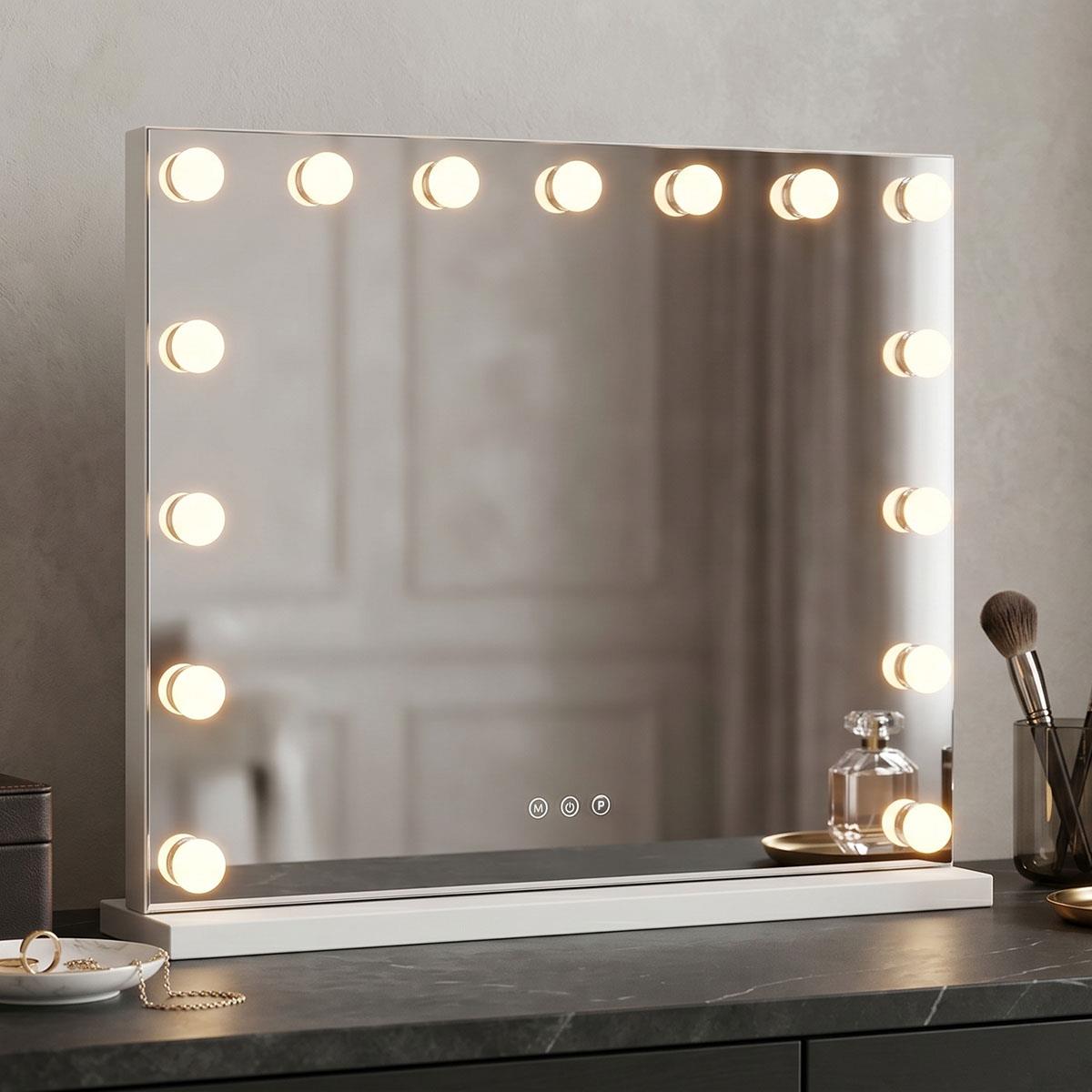 Καθρέπτης Led Hollywood Inart μέταλλο λευκό 60x12x52.3εκ
