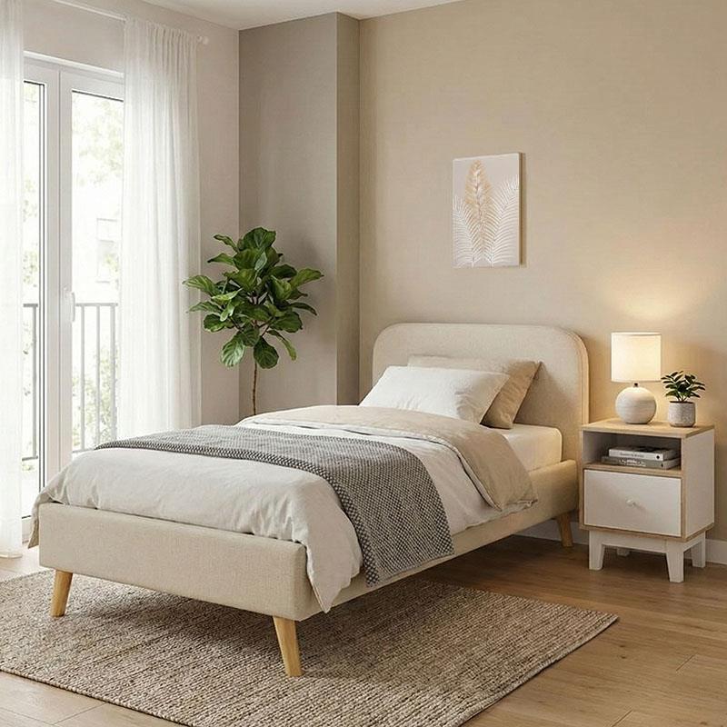 Επενδυμένο Κρεβάτι LumiLux Μονό με Ύφασμα Μπέζ 100x200εκ. Επενδυμένο Κρεβάτι LumiLux Μονό με Ύφασμα Μπέζ 100x200εκ.