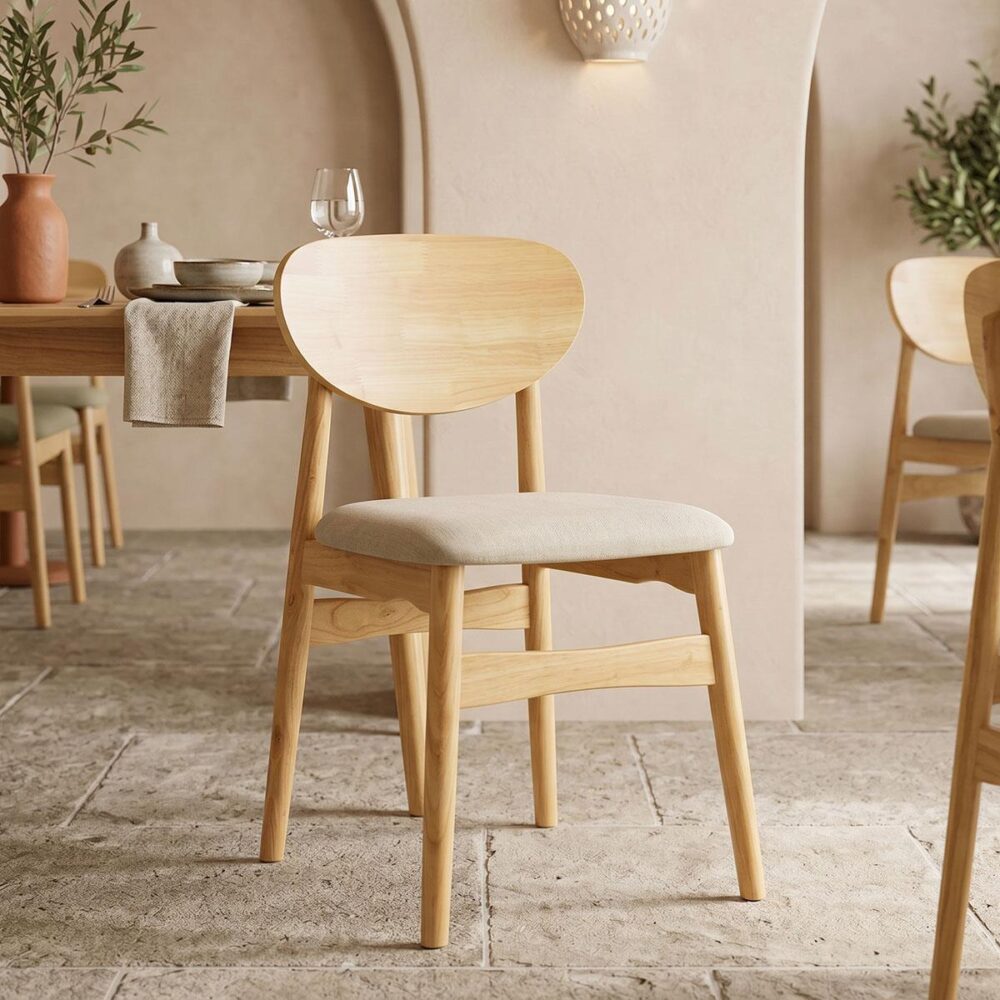 Καρέκλα Cardith rubberwood-plywood σε φυσική απόχρωση-ύφασμα γκρι-μπεζ 48x51x78εκ Καρέκλα Cardith rubberwood-plywood σε φυσική απόχρωση-ύφασμα γκρι-μπεζ 48x51x78εκ