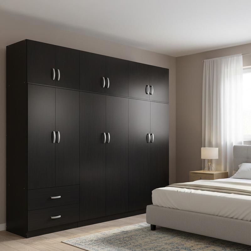 Ντουλάπα εξάφυλλη με πατάρι Lego I wenge 240x42x240εκ