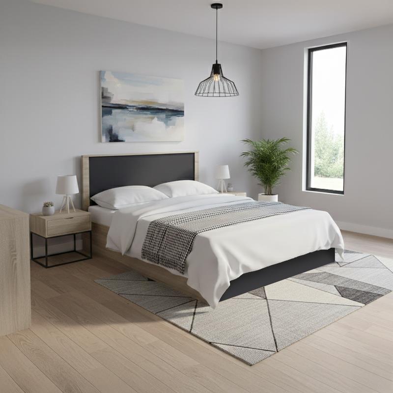 Κρεβάτι Athos Διπλό σε sonoma-ανθρακί απόχρωση 160x200εκ Κρεβάτι Athos Διπλό σε sonoma-ανθρακί απόχρωση 160x200εκ