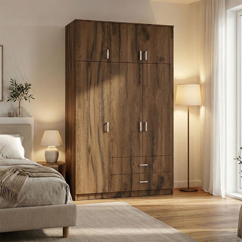 Ντουλάπα τρίφυλλη με συρτάρια Royal καρυδί-oak 150x58x230εκ. Ντουλάπα τρίφυλλη με συρτάρια Royal καρυδί-oak 150x58x230εκ.