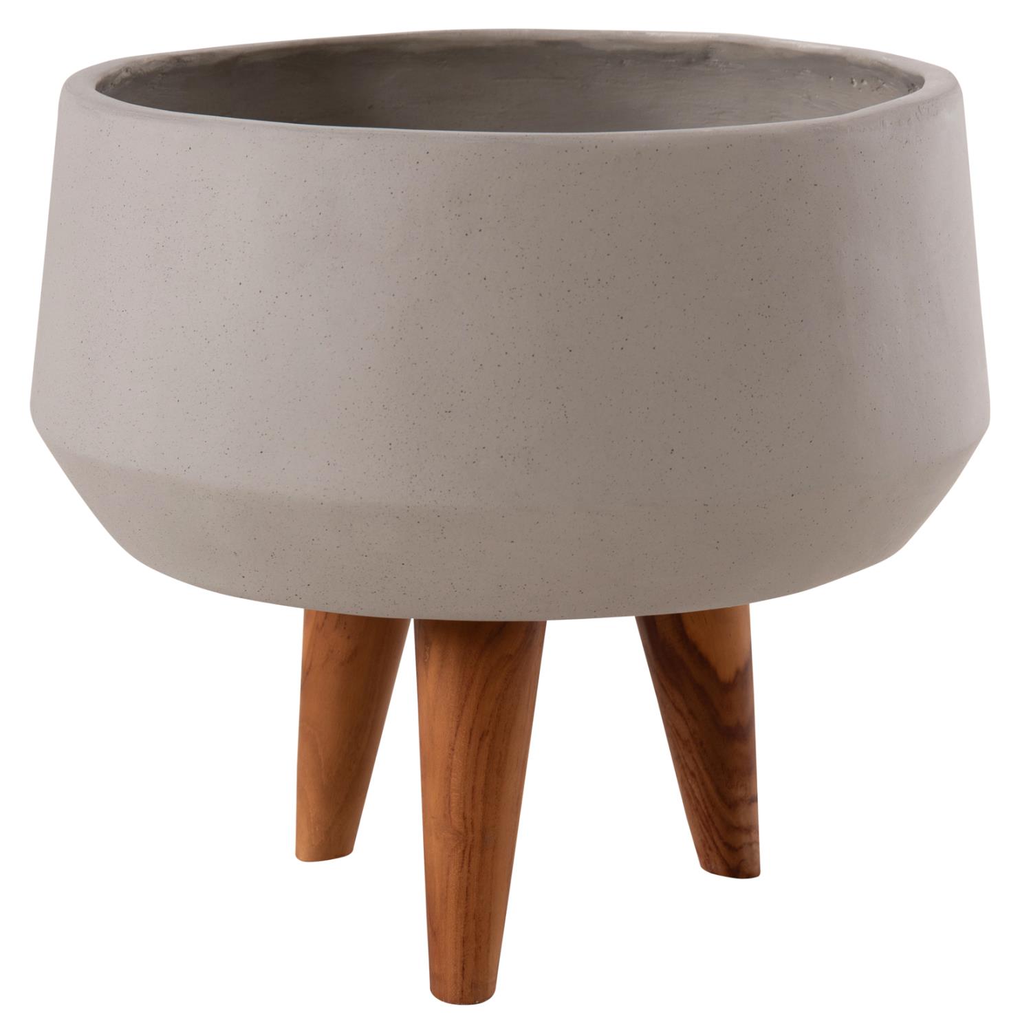 Γλάστρα Εσωτερικού χώρου QUAN Fiber Cement Γκρί - Βάση Teak Φ37x36Υεκ Γλάστρα Εσωτερικού χώρου QUAN Fiber Cement Γκρί - Βάση Teak Φ37x36Υεκ