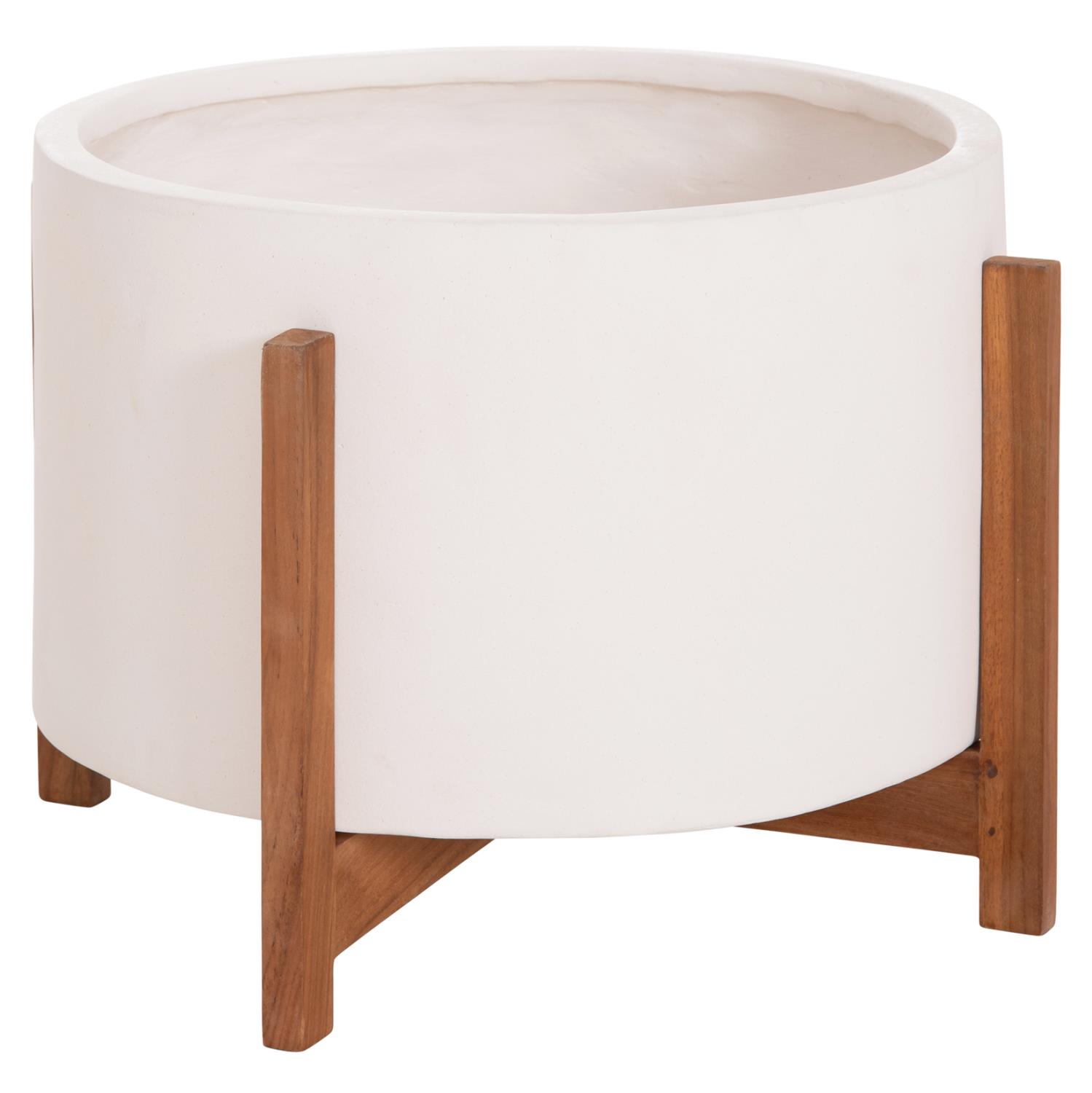 Γλάστρα Εσωτερικού χώρου HOFF Fiber Cement Λευκό - Βάση Teak Φ50x35Υεκ Γλάστρα Εσωτερικού χώρου HOFF Fiber Cement Λευκό - Βάση Teak Φ50x35Υεκ