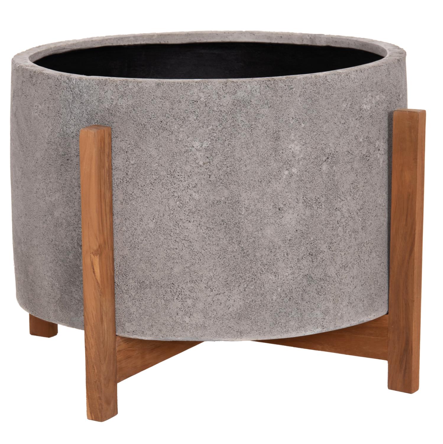 Γλάστρα Εσωτερικού χώρου HOFF Fiber Cement Γκρί - Βάση Teak Φ50x35Υεκ Γλάστρα Εσωτερικού χώρου HOFF Fiber Cement Γκρί - Βάση Teak Φ50x35Υεκ