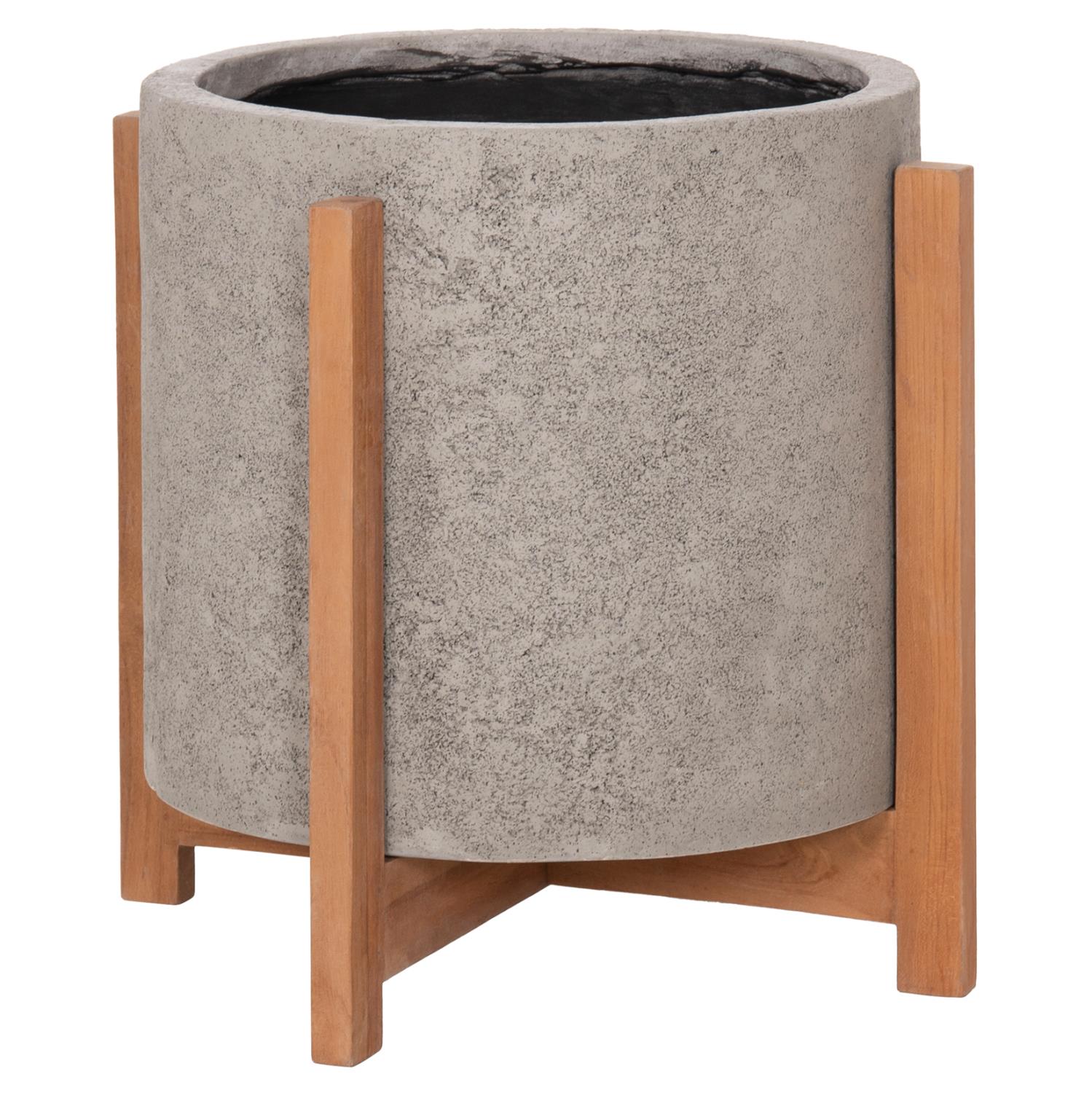 Γλάστρα Εσωτερικού χώρου HOFF Fiber Cement Γκρί - Βάση Teak Φ40x39Υεκ Γλάστρα Εσωτερικού χώρου HOFF Fiber Cement Γκρί - Βάση Teak Φ40x39Υεκ