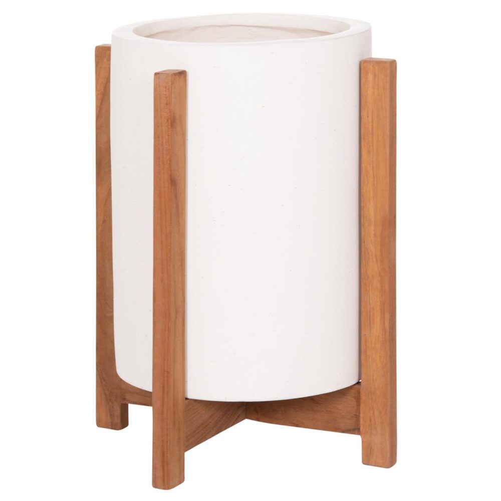 Γλάστρα Εσωτερικού χώρου HOFF Fiber Cement Λευκό - Βάση Teak Φ33x42Υεκ Γλάστρα Εσωτερικού χώρου HOFF Fiber Cement Λευκό - Βάση Teak Φ33x42Υεκ