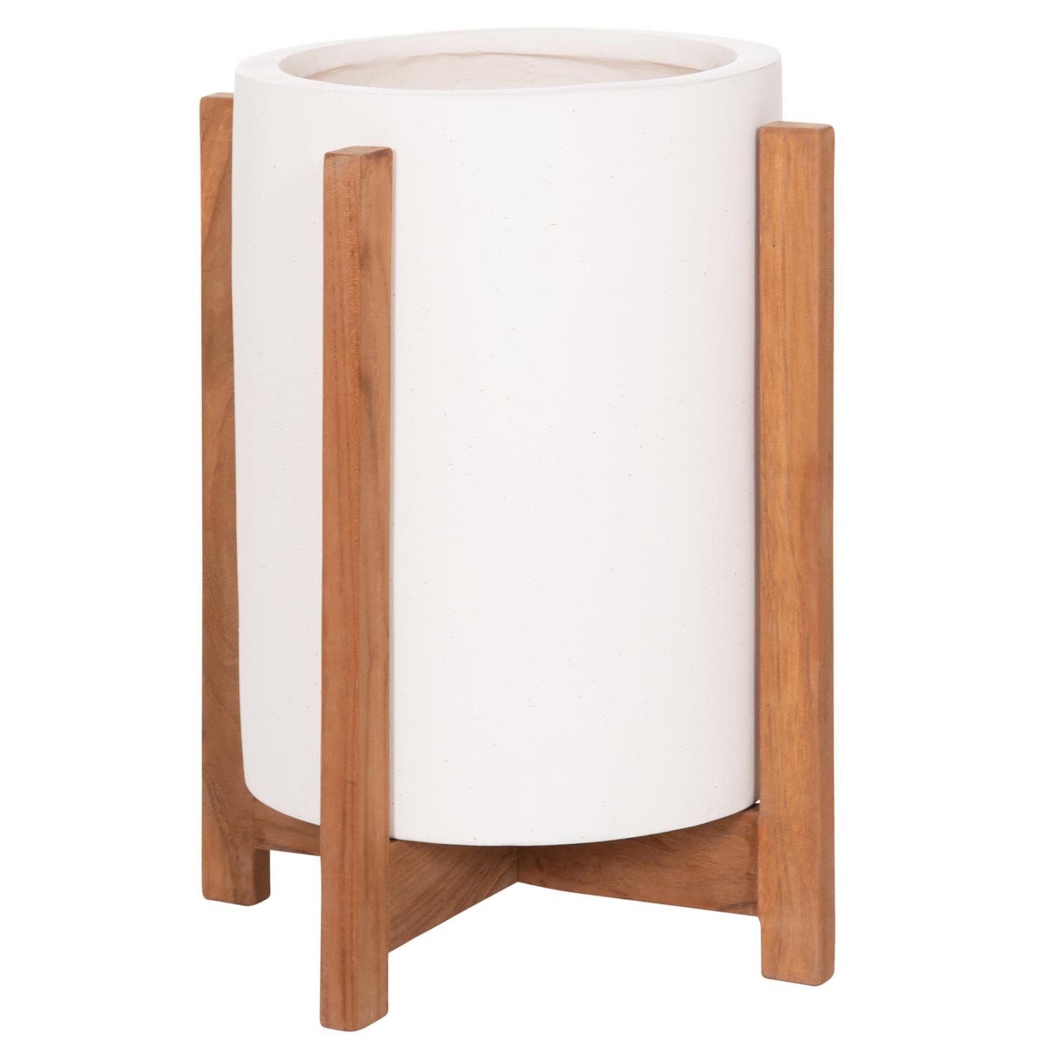 Γλάστρα Εσωτερικού χώρου HOFF Fiber Cement Λευκό - Βάση Teak Φ33x42Υεκ Γλάστρα Εσωτερικού χώρου HOFF Fiber Cement Λευκό - Βάση Teak Φ33x42Υεκ