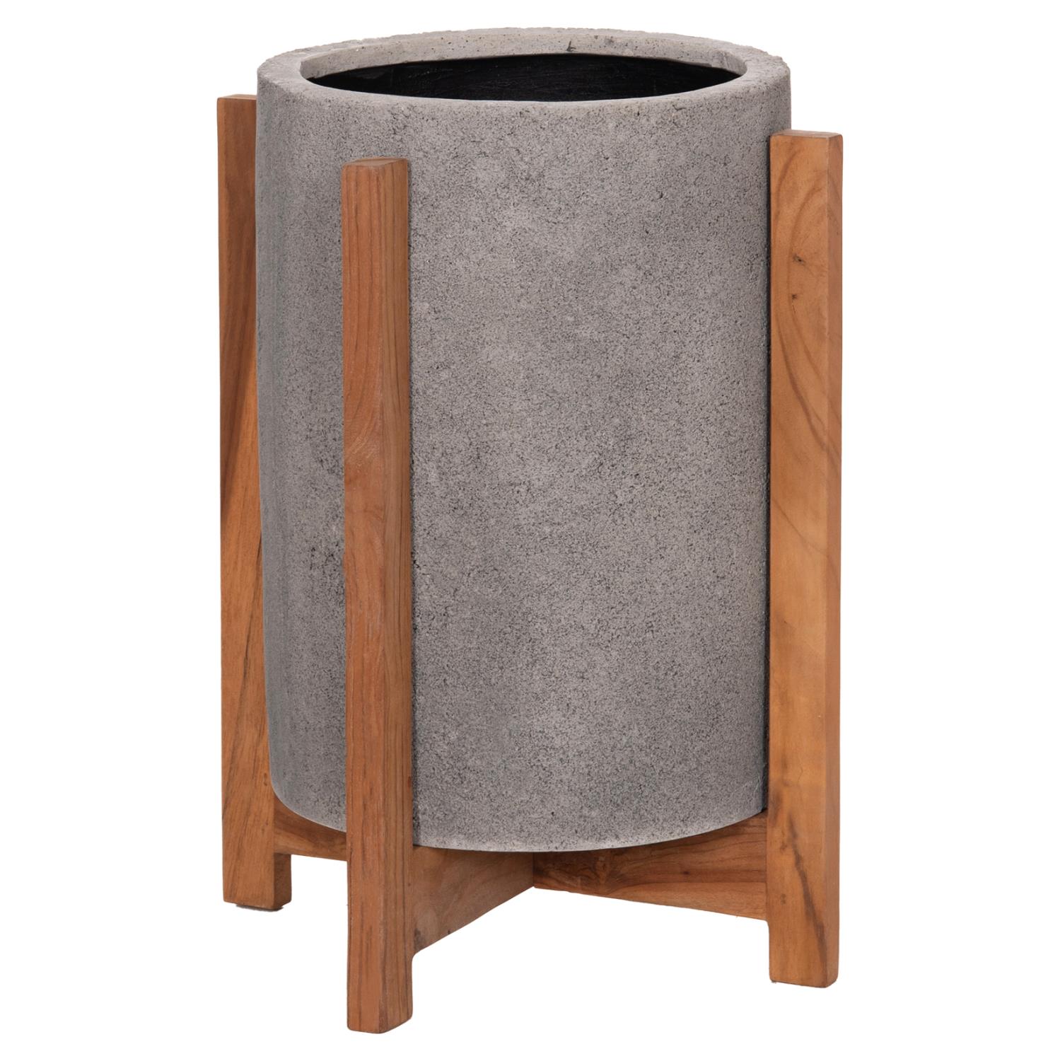 Γλάστρα Εσωτερικού χώρου HOFF Fiber Cement Γκρί - Βάση Teak Φ33x42Υεκ Γλάστρα Εσωτερικού χώρου HOFF Fiber Cement Γκρί - Βάση Teak Φ33x42Υεκ
