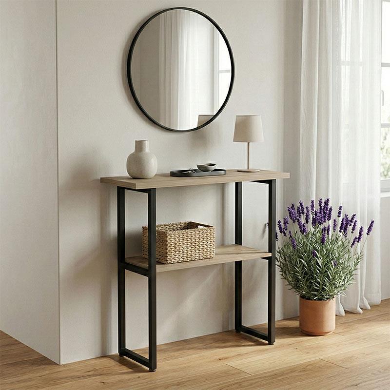 Κονσόλα Solain sonoma - μαύρο μέταλλο 79x29x85εκ Κονσόλα Solain sonoma - μαύρο μέταλλο 79x29x85εκ